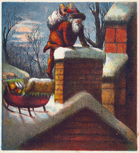 Santa goes down the chimney